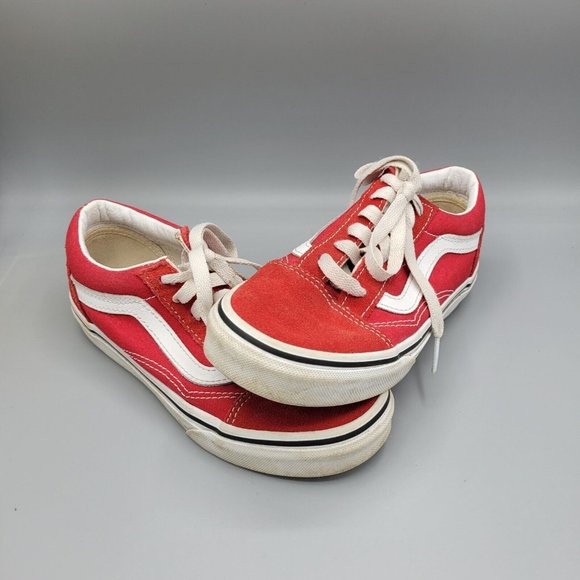 Vans Other - VANS Off the Wall Pre-owned Red Suede Tie Sneakers - sz. 2